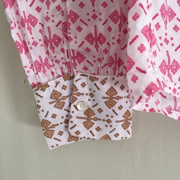 Sundance Pink and White Aztec Print Button-Up Blouse Size XL - Picture 7 of 9